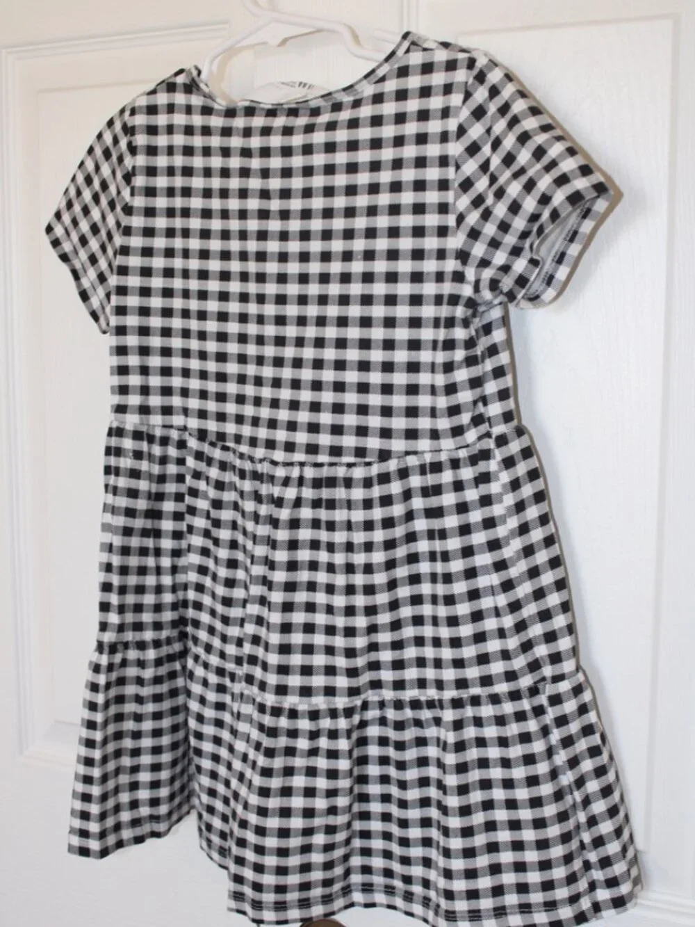 Girl's Black and White Gingham T-shirt Play Dress